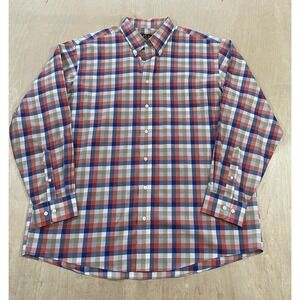 Jos A Bank Shirt Mens XL Plaid Long Sleeve Button Down Casual Pocket